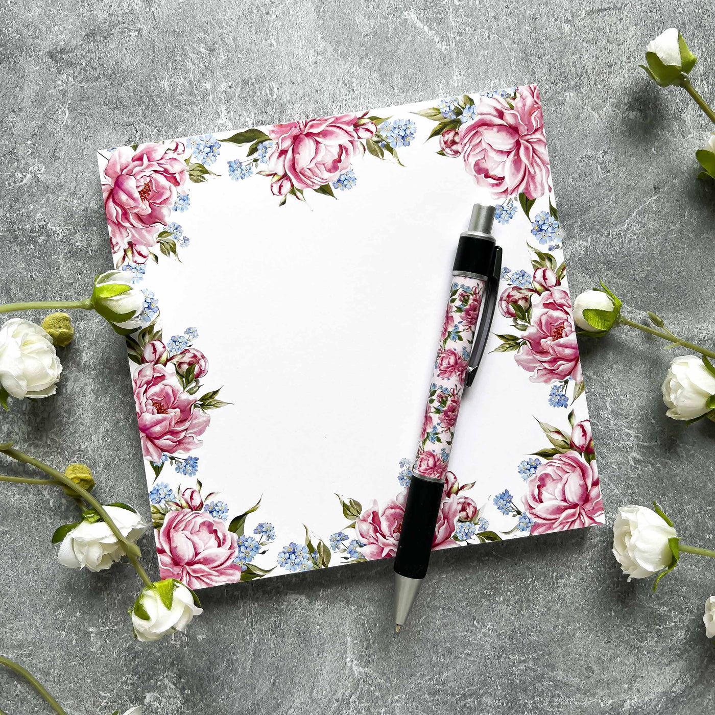 Pink Peony Square Notepad