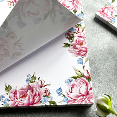Pink Peony Square Notepad