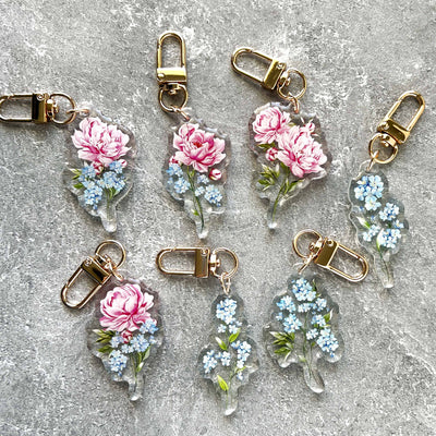 Blue Florals Large Bouquet Keychain