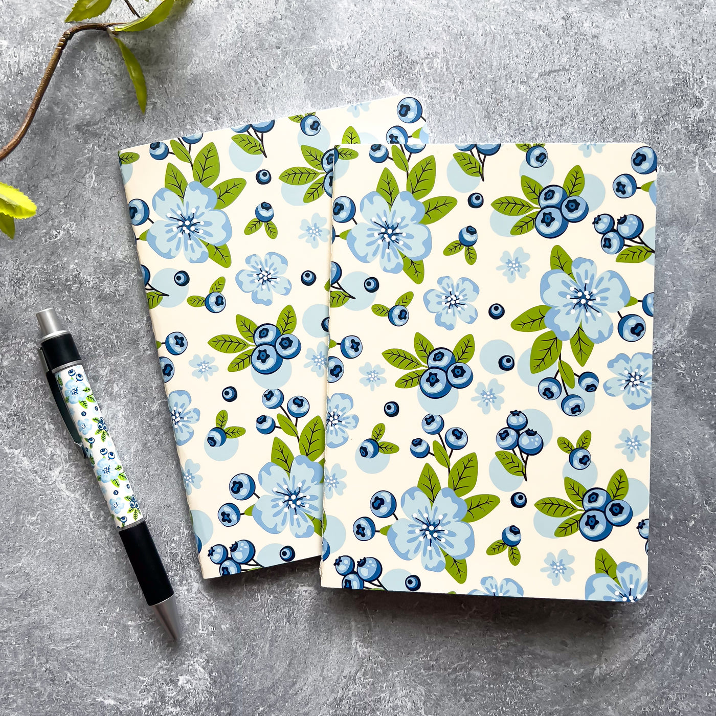 Garden Blueberries Sewn Mini Notebook