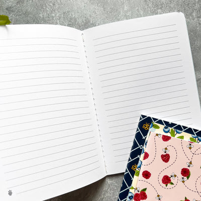Raspberry Bee Sewn Mini Notebook
