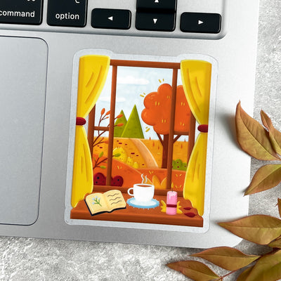 Fall Window View Sticker