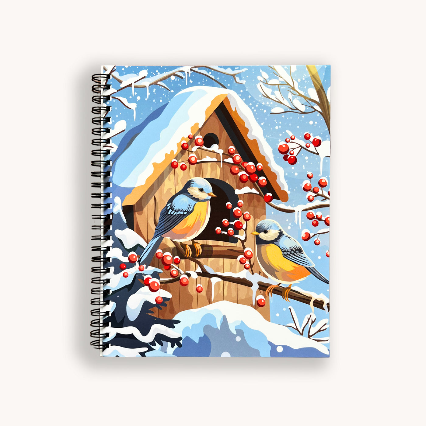 Snowfall Birdies Lined Notebook (7"x9")
