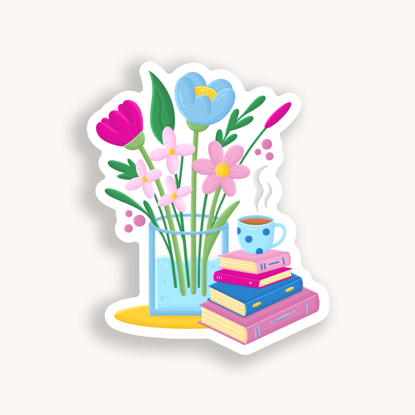 Flower Book Stack Clear Sticker