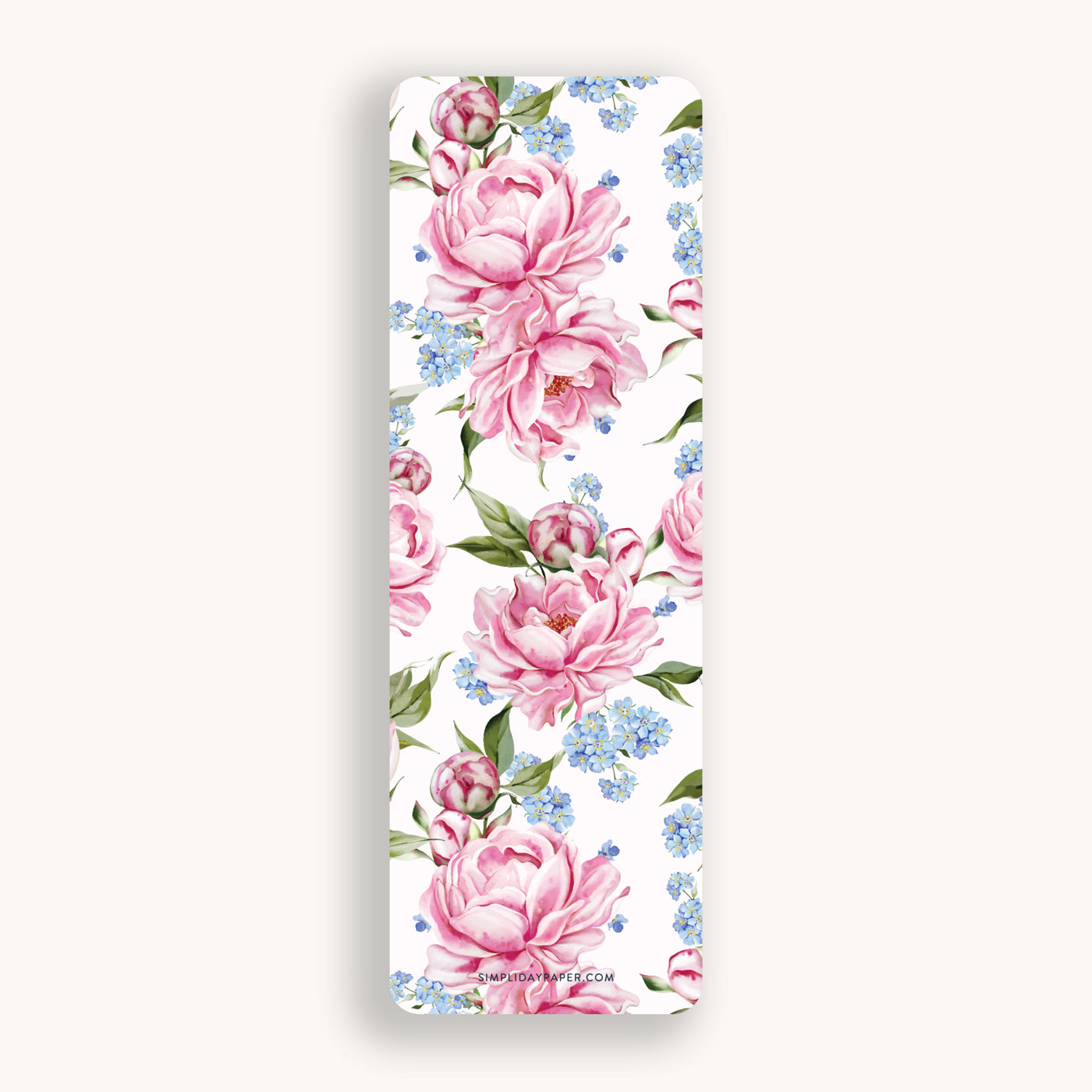 Pink Peony Floral Bookmark