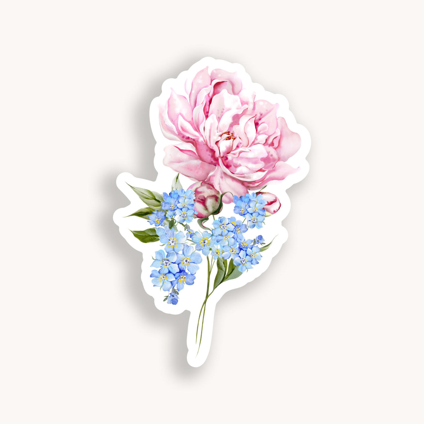 Peony Blue Florals Sticker