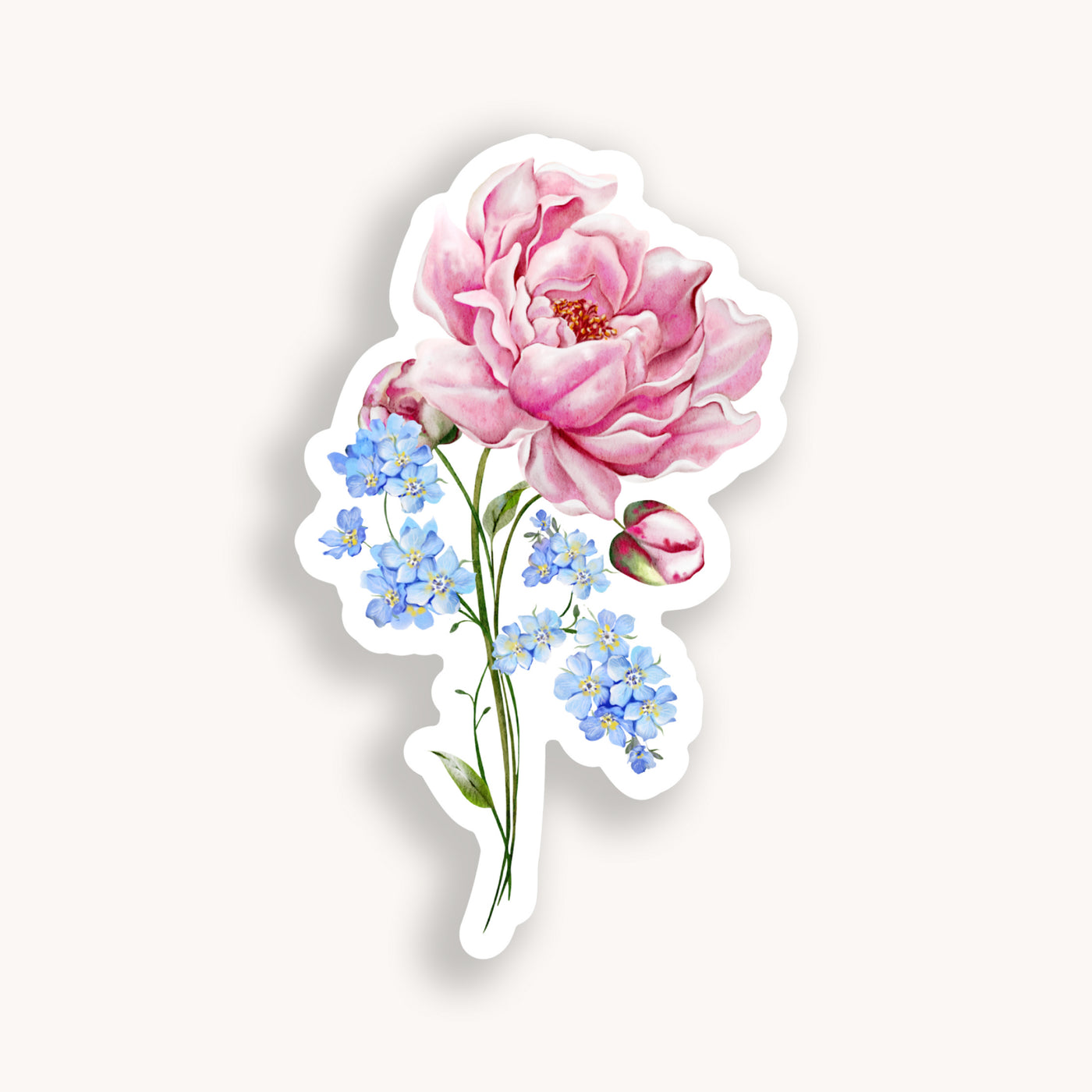 Peony Forget-Me-Not Sticker