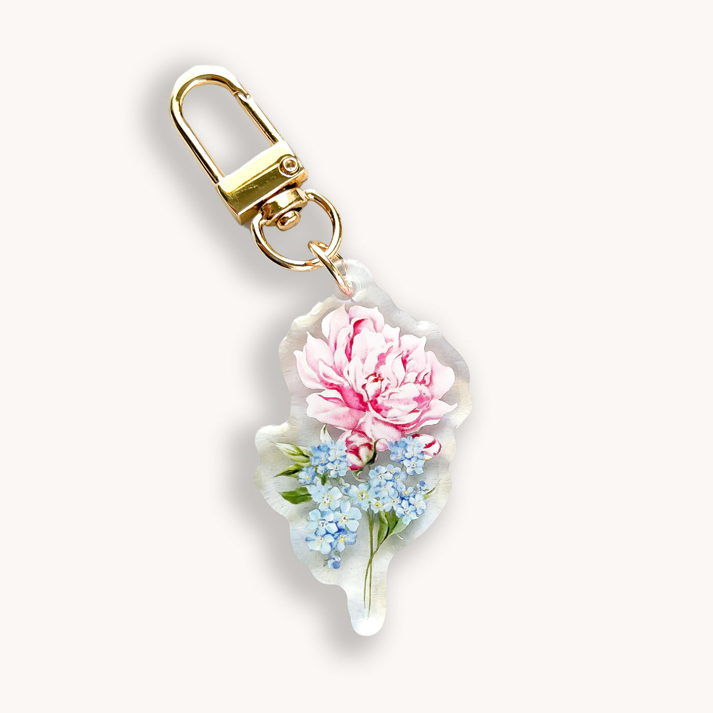 Peony Blue Florals Keychain