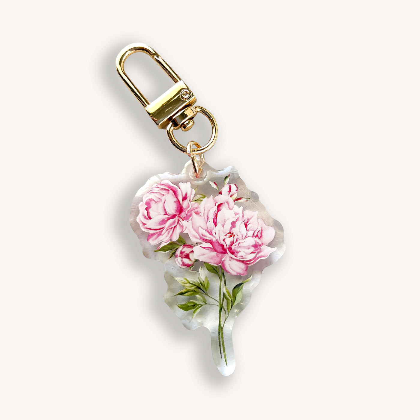 Pink Peony Keychain