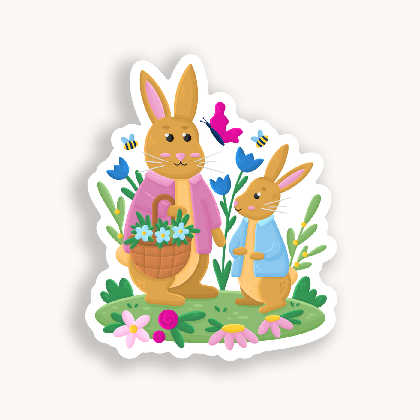 Spring Rabbits Clear Sticker